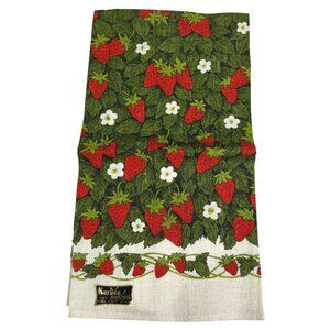NWT Vintage Kay Dee Pure Linen Strawberries Tea Towel By Lois Long 30x17.5